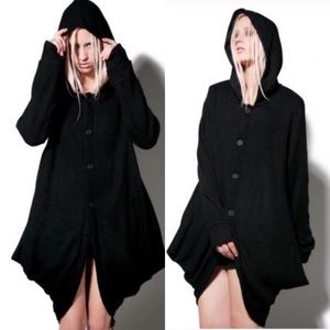 Dolls Kill - MNML - black hooded cardigan